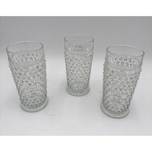 Anchor Hocking Hobnail Clear 13 oz Flat Tea Tumblers Set of 3 6 1/4" Depression